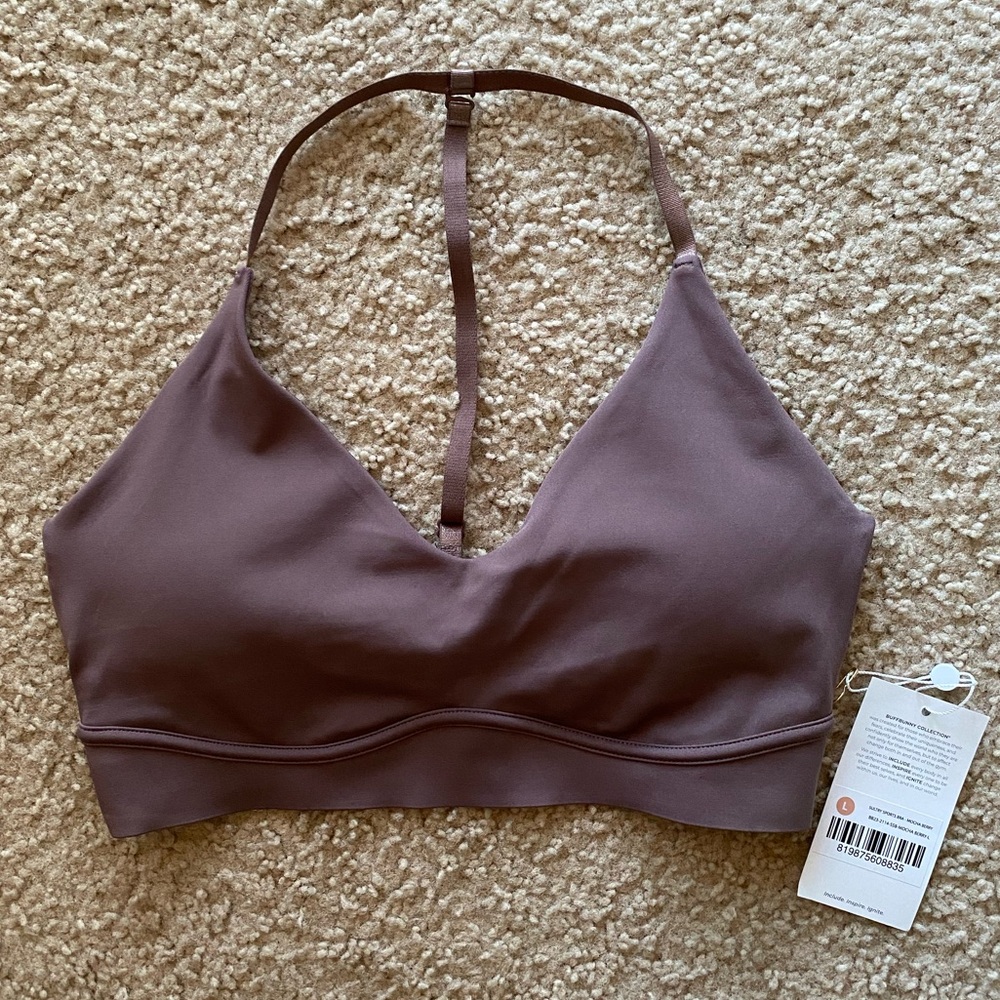 NWT Buffbunny Sultry sports bra, size L, Mocha Berry